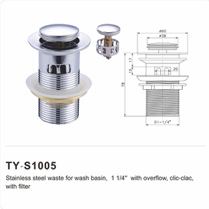 Desagüe emergente antiobstrucción para lavabo con cesta, 32 mm 