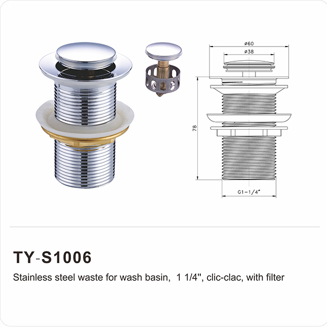 Desagüe emergente antiobstrucción para lavabo con cesta, 32 mm 