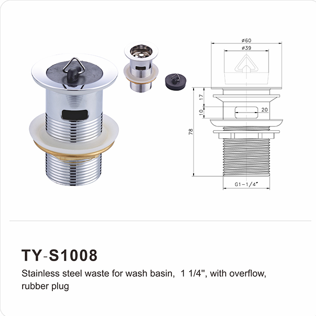 Desagüe Lavabo Ranurado con Tapón Goma 32mm