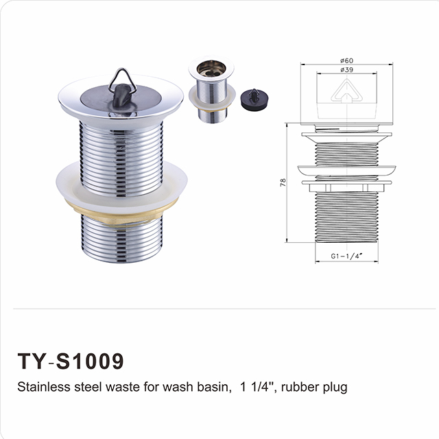 Desagüe Lavabo Sin Ranura con Tapón Goma 32mm