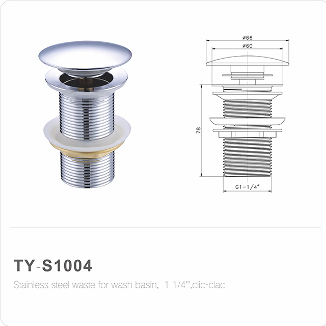 Desagüe emergente para lavabo (desagüe clic-clac) sin ranura 32 mm