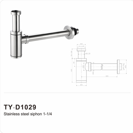Trampa para botellas de lavabo (sifón), 32 mm