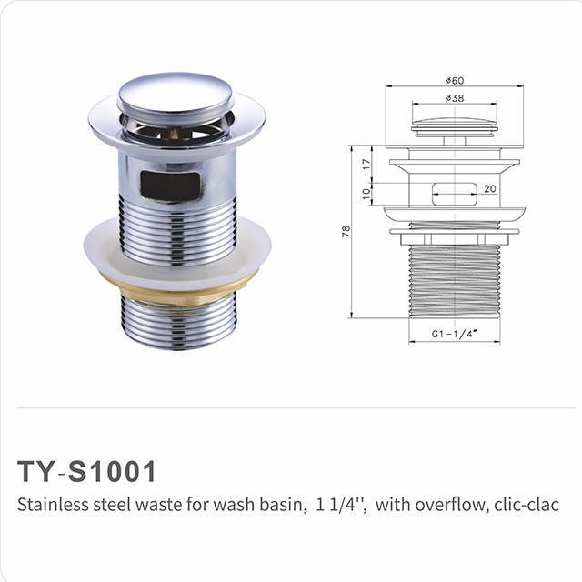 Desagüe automático para lavabo (desagüe clic-clac) ranurado 32 mm